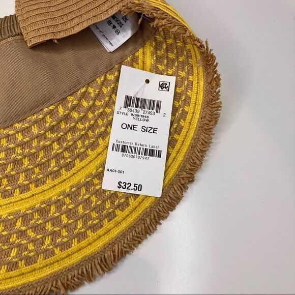 INC Printed Tweed Woman’s Stripe Frayed Edge Visor - Picture 3 of 4